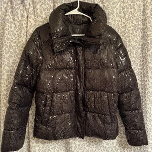 Unreal Fur Sparkling Black Puffer Jacket